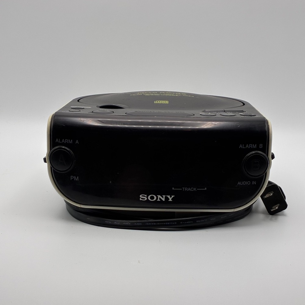 Sony CD Clock Radio Black White Dream Machine ICF-CD815 Dual Alarm